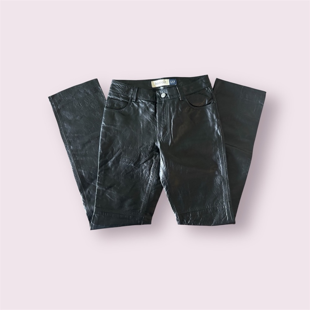 GAP Genuine Leather Bootcut Pants Women’s Size 1 Black Vintage Y2K NWT